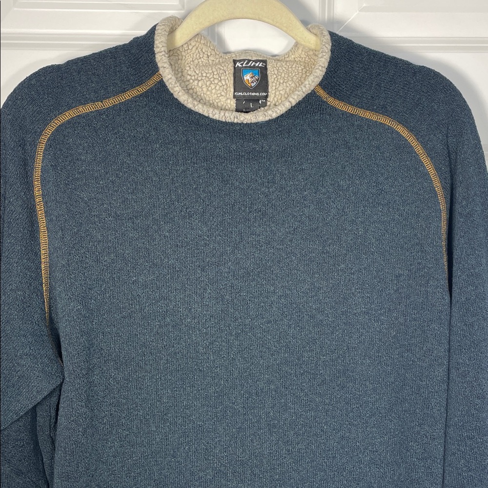 Kuhl Men’s Stovepipe Alfpaca Fleece Pullover Large Shearling-lined Collar Blue - Picture 3 of 16
